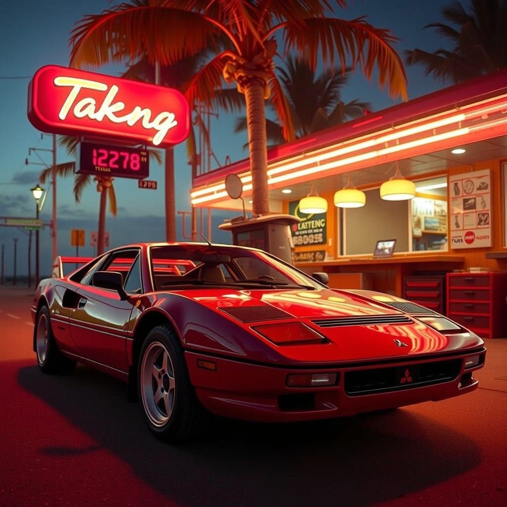 Mitsubishi EVO 8 Gleaming Under Tokyo Sunset