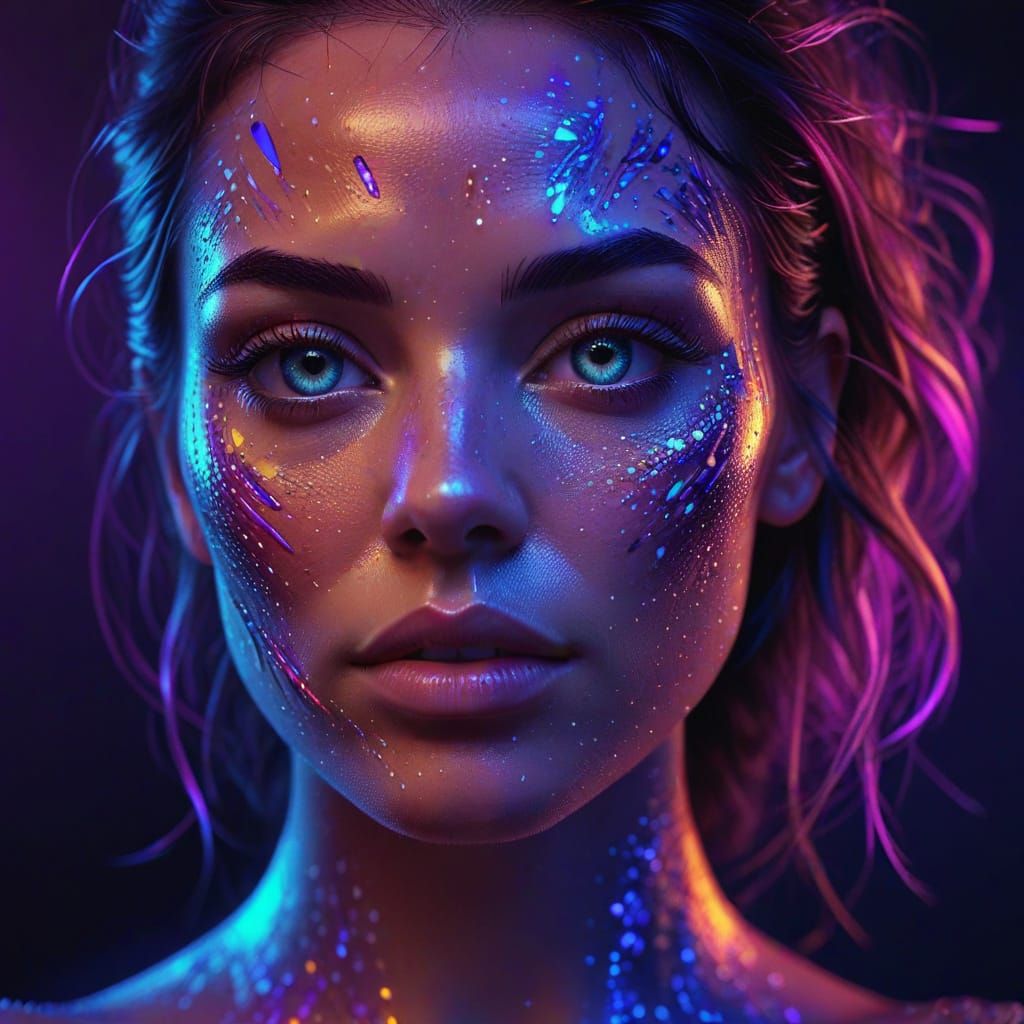 Stunning Pixelated Woman in Cyberpunk Style: Digital Art