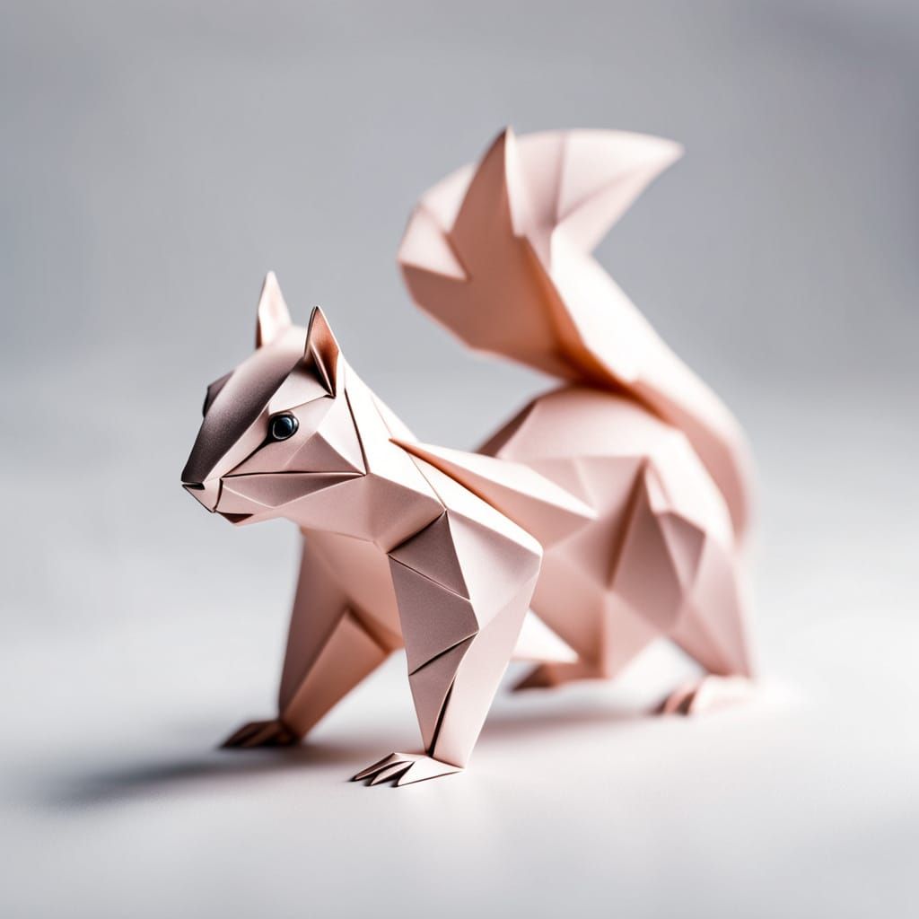 Origami Squirrel Concept Art in Pastel Colors