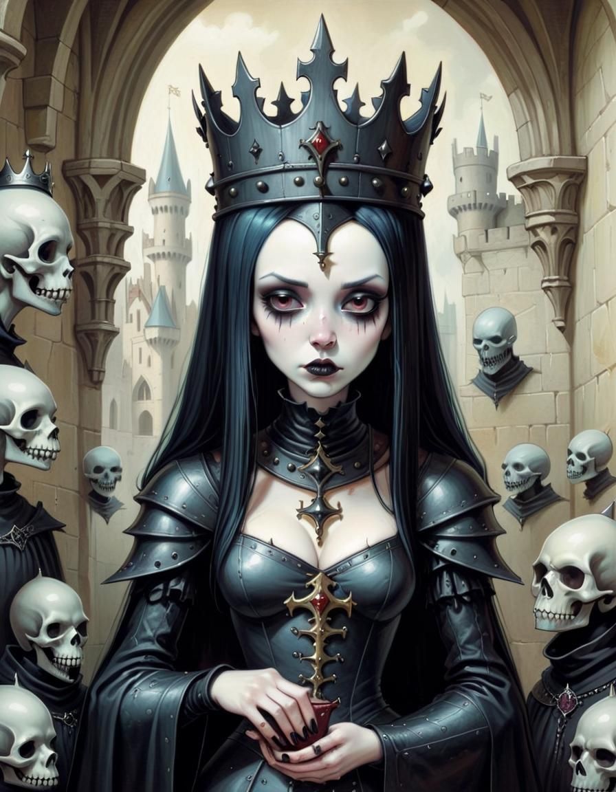 Medieval Goth Queen in Surreal Digital Art