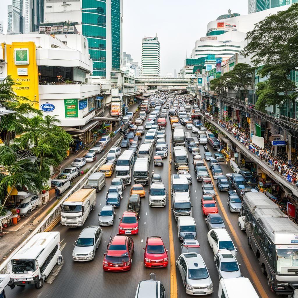 Bangkok Traffic Jam Near Central Shopping Center