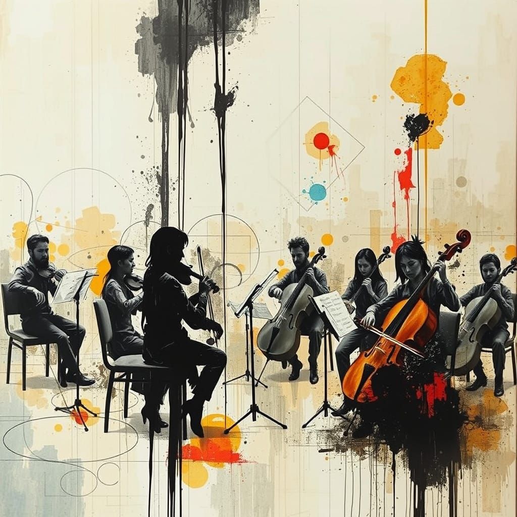 Cyberpunk Symphony Orchestra in Vibrant Khokhloma Abstractio...