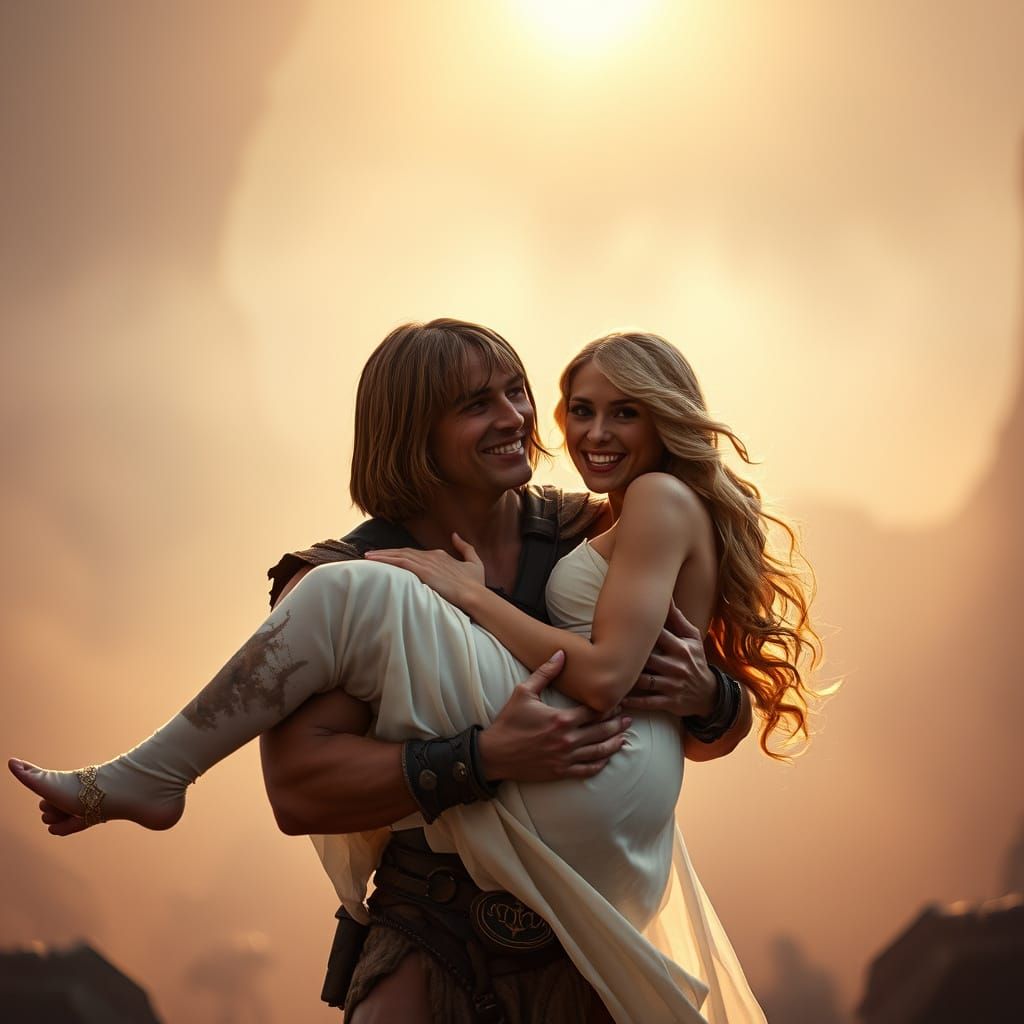 He-Man Carries Teela in Romantic, Cinematic Style