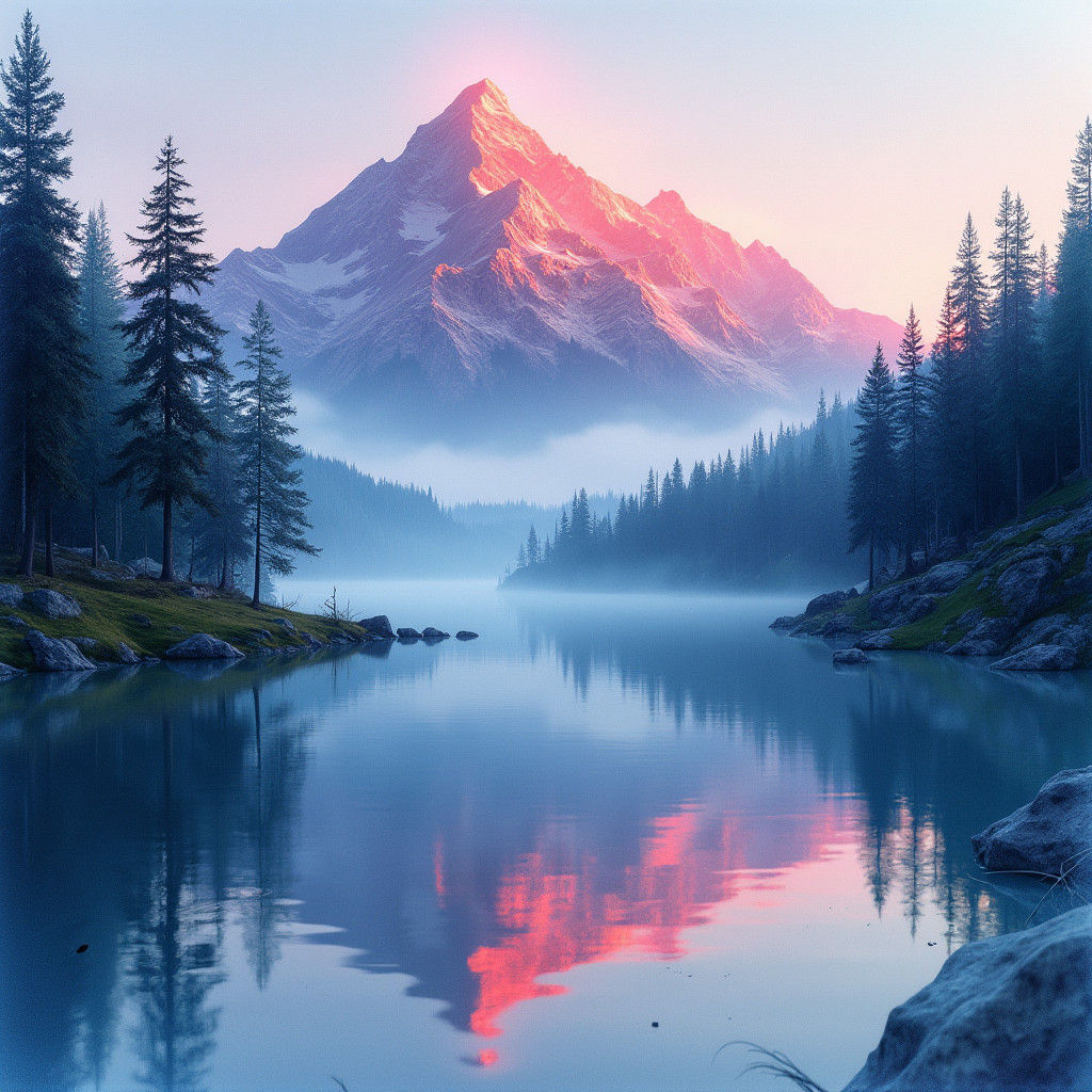 Sunset Lake: A Watercolor Mountain Landscape