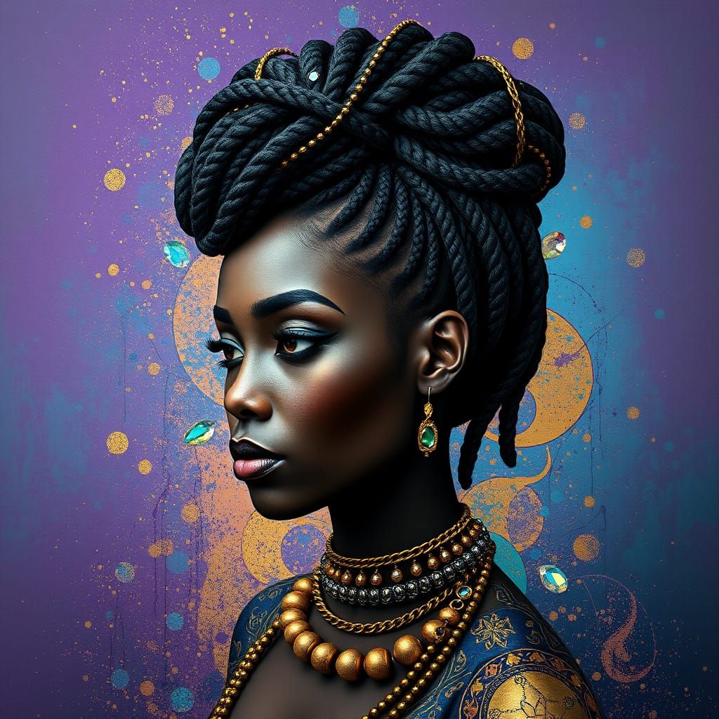 Regal Black Woman in Golden, Sparkling Elegance