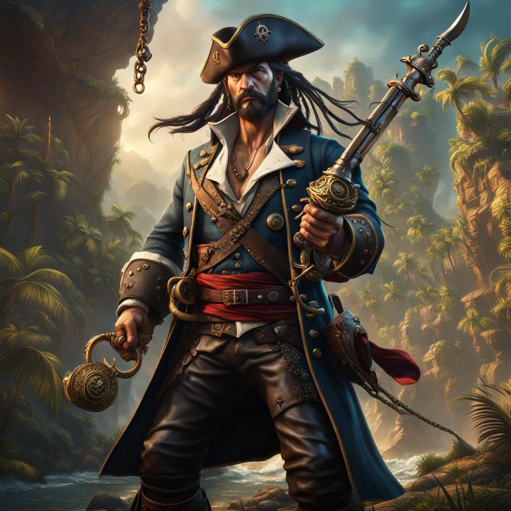 Pirate with Grappling Hook: Fantasy Concept Art