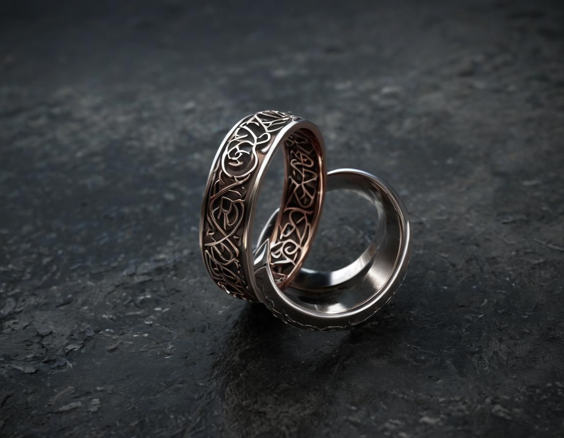 Elden Ring in Copper and Silver with Mystic Runes