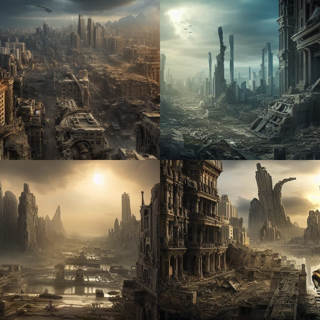 Post-Apocalyptic City Ruins in 2050