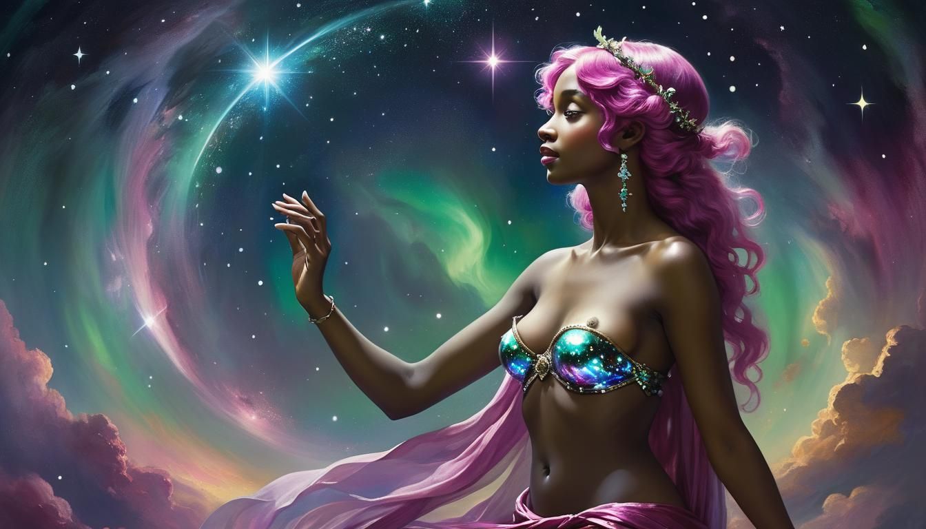 Ethereal Goddess in Astral Plane: Pre-Raphaelite Style