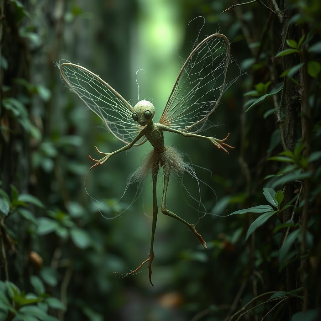 Green Web-Winged Fairy Drifting Down Lane