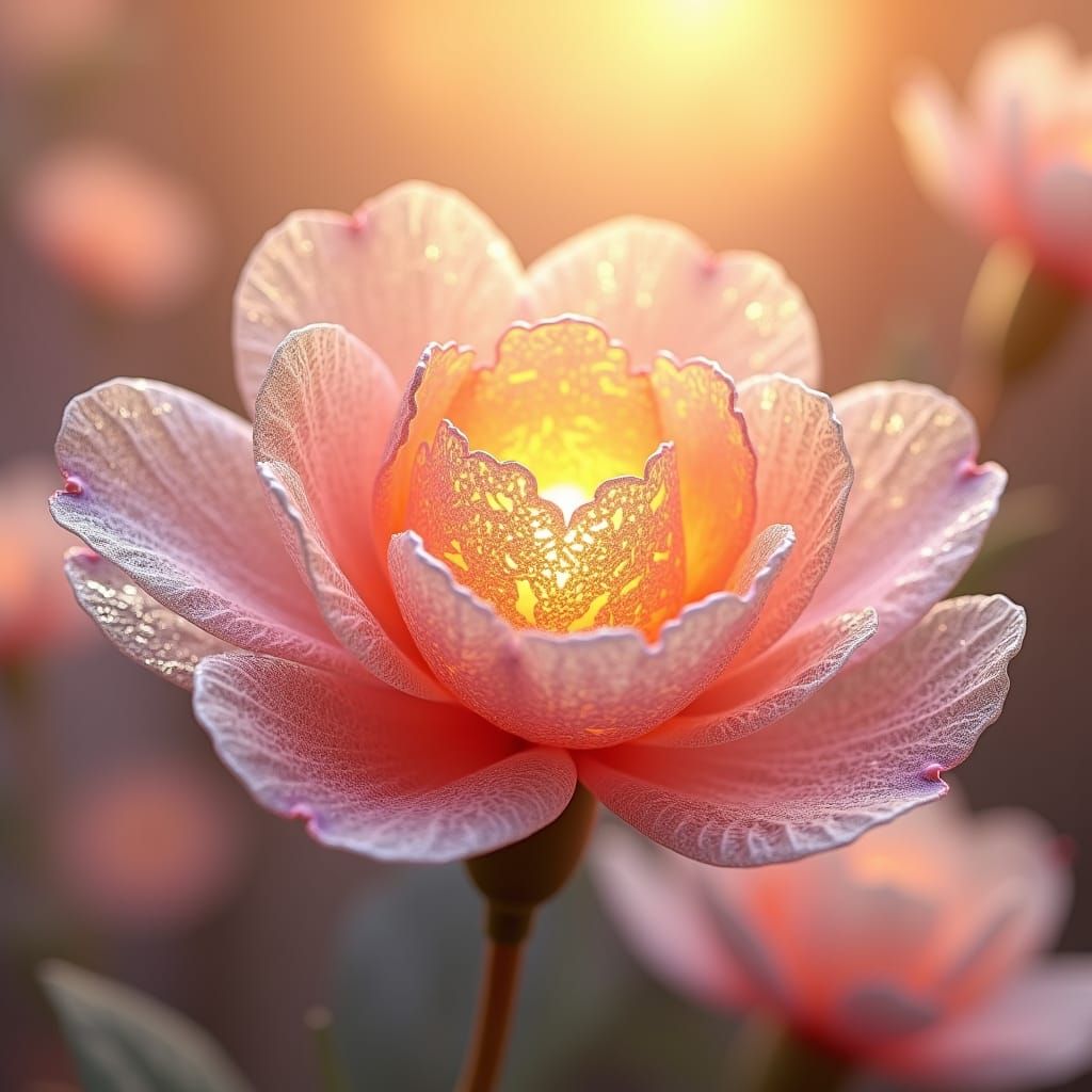 Translucent Flower with Inner Light: Pixar-Style 3D Art