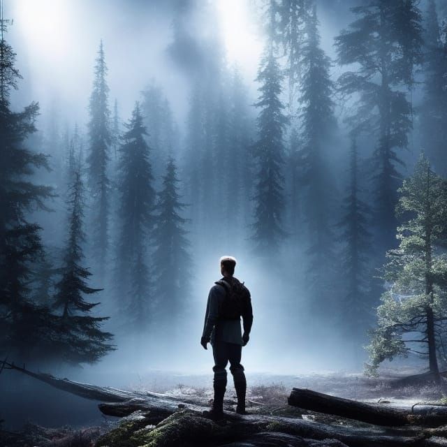 Bioluminescent Forest: Realistic Photography of a Frat Boy