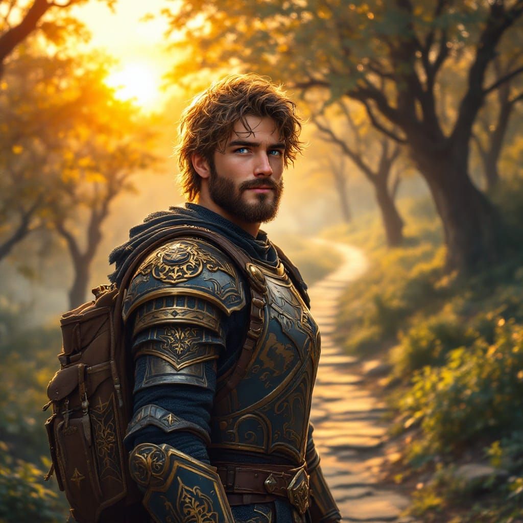 Noble Paladin Embarks on New Journey in Sunset Glow