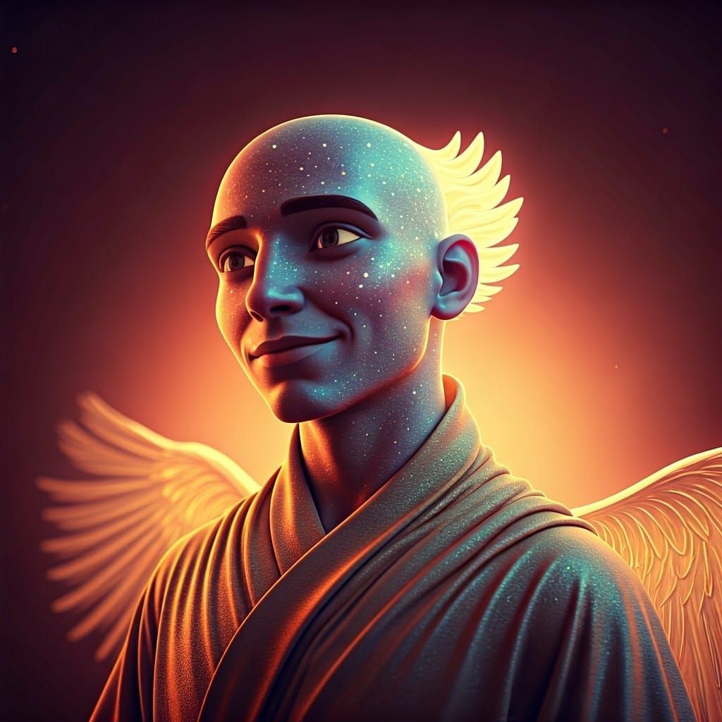 Androgynous Kalliope in Shimmering Cosmic Radiance