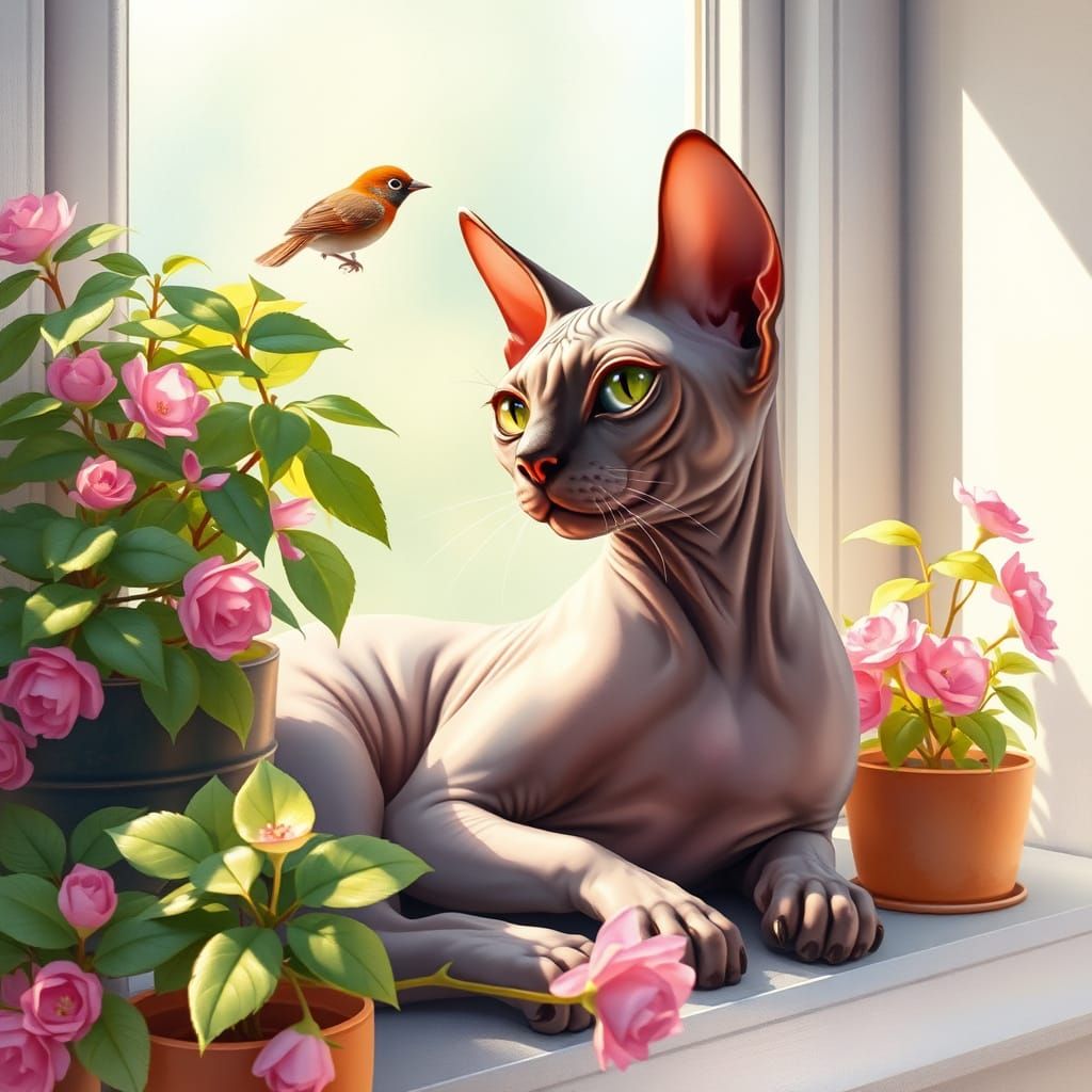 Regal Feline Basks in Sunlit Serenity