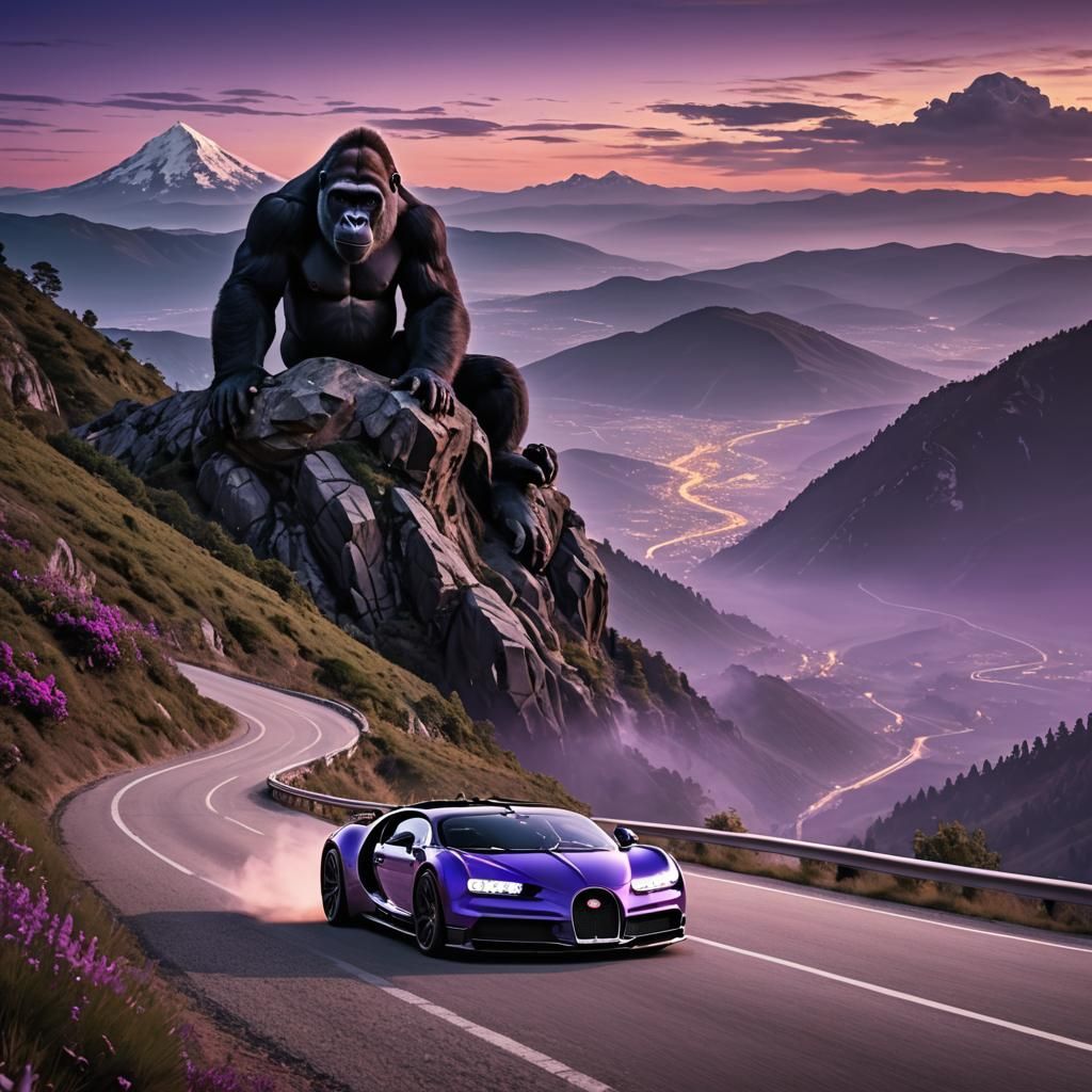 Bugatti at Midnight with Gorilla Descent