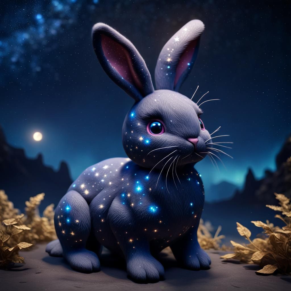 Fantastical Starry Night Bunny Art