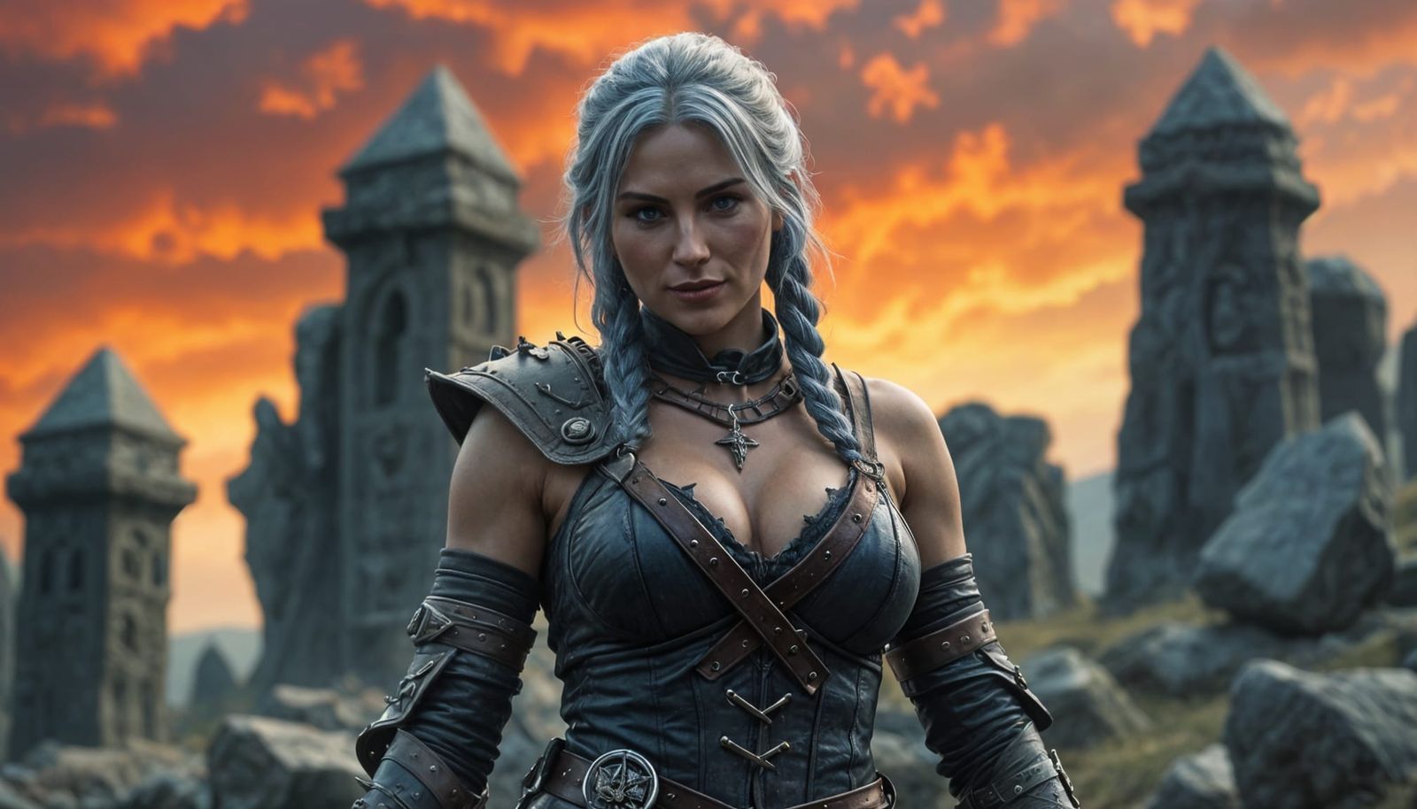 Gothic Warrior Maiden in Epic Medieval Landscape