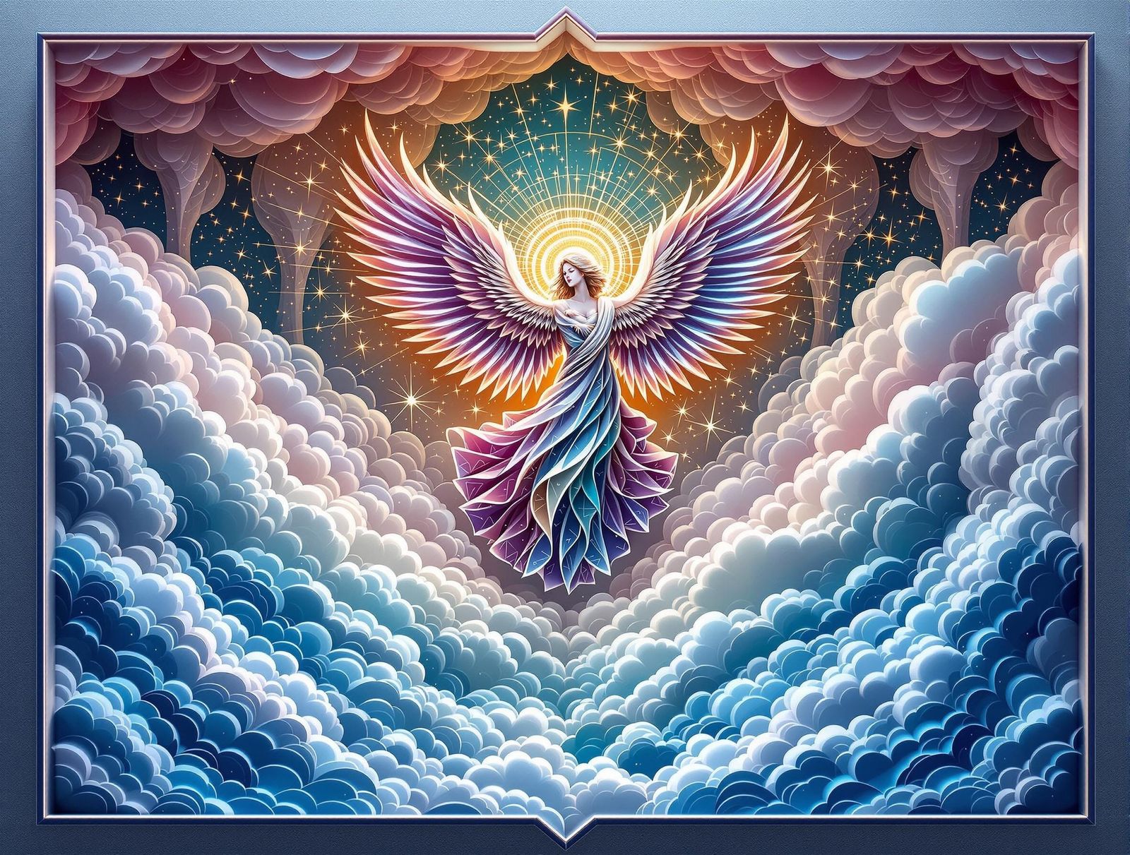 Surreal Christmas Angel in Whimsical Kirigami Style