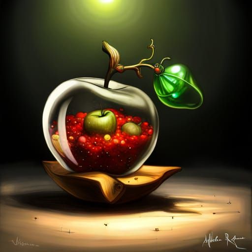 Steampunk Crystal Apple in Pop Surrealism Style