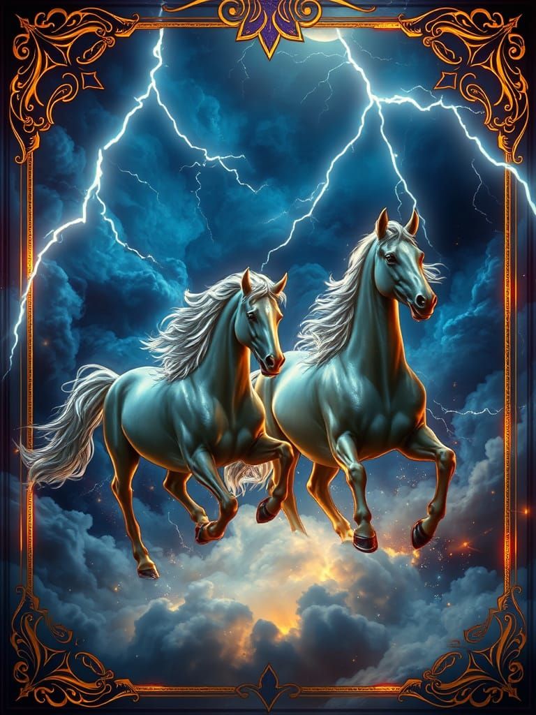 Celestial Stallions in Stained Glass