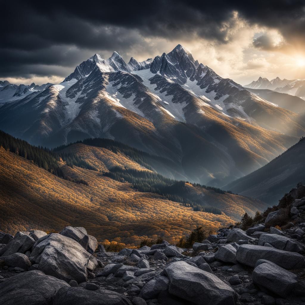 Hyperrealistic Mountain Scenic View in HDR