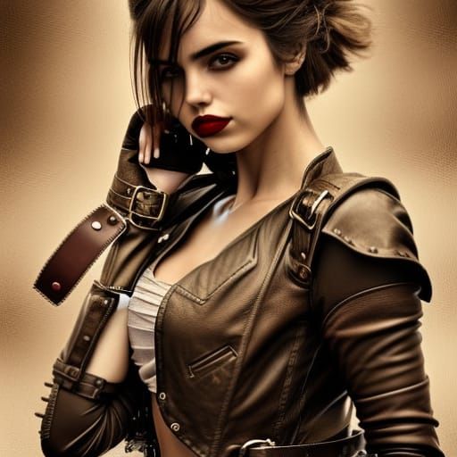 Steampunk Ana de Armas Portrait in Apocalyptic Style