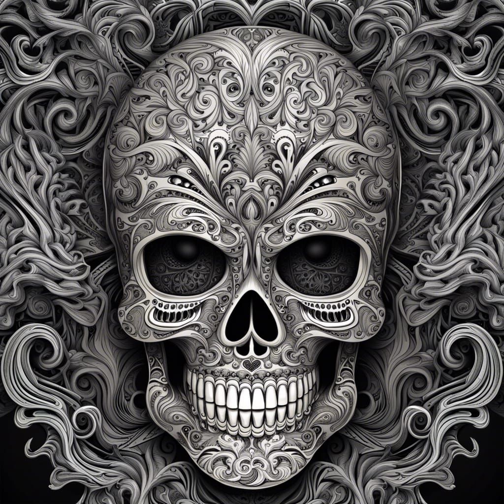 Wicked Sugar Skull with Fractal Design