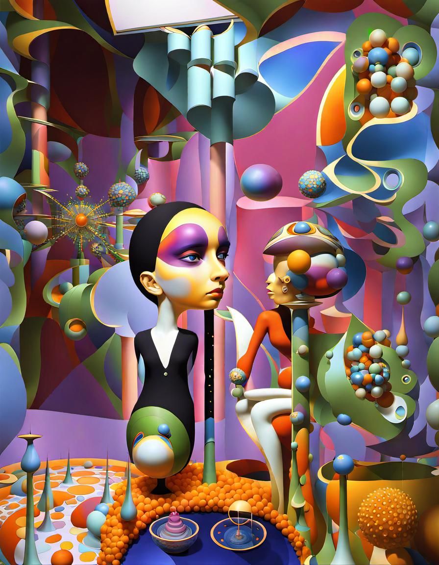 Abstract Fractal Painting in Whimsical Celestial Style