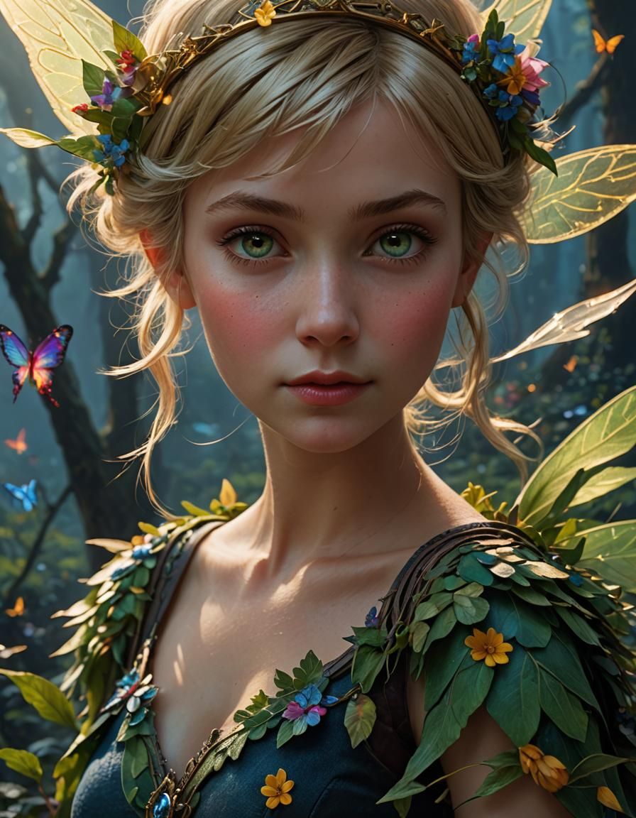 Tinkerbell Portrait in Hyperrealistic Fairytale Style