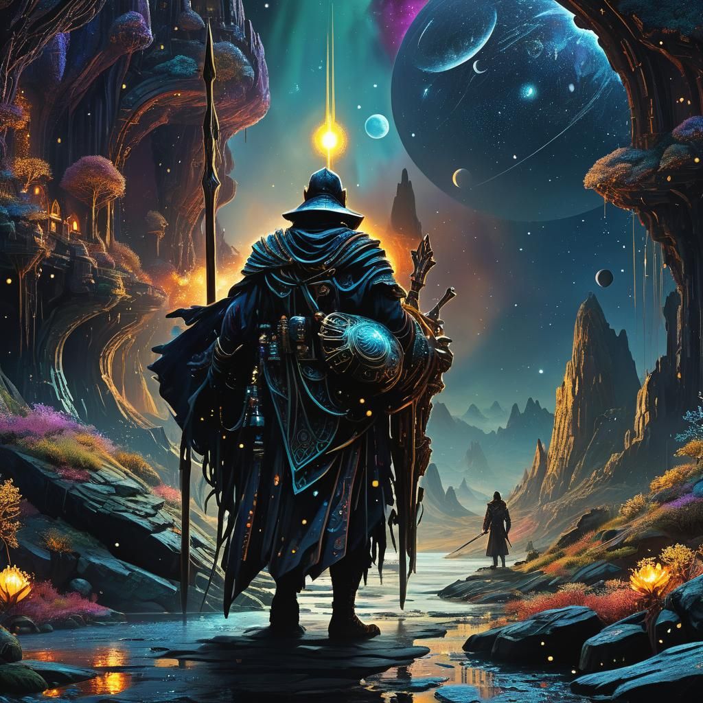 Klingon Explorer in Ethereal Fantasy Landscape