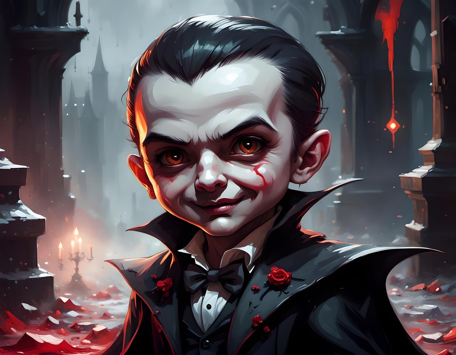 Chibi Dracula Portrait in Graffiti Street Art Style
