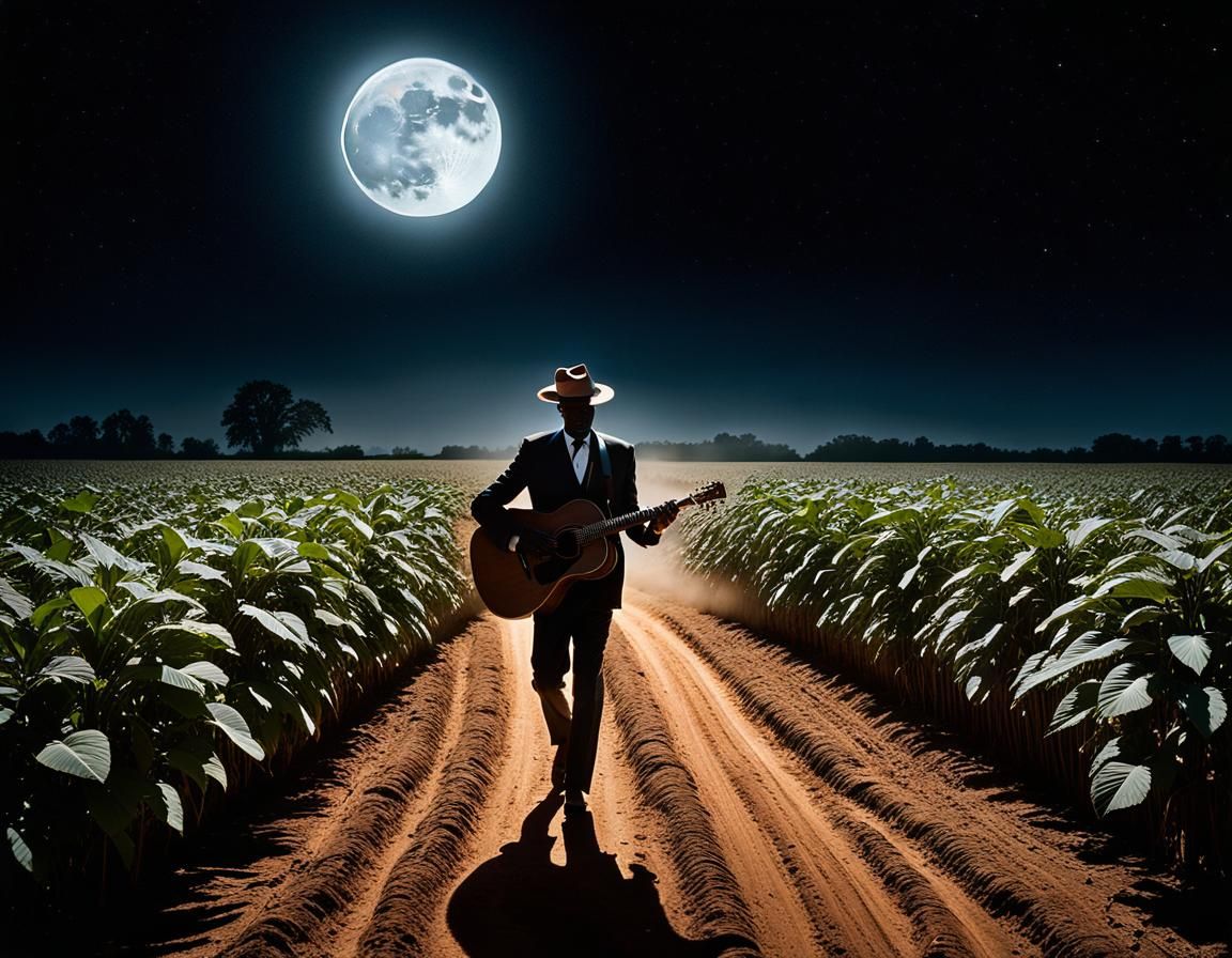 Robert Johnson Walks a Moonlit Road