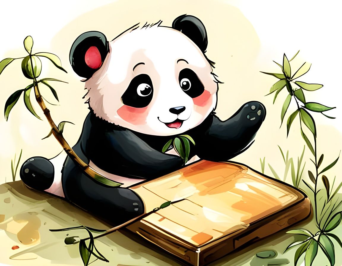 Baby Panda's Watercolor Painting: Anime-Inspired Illustratio...