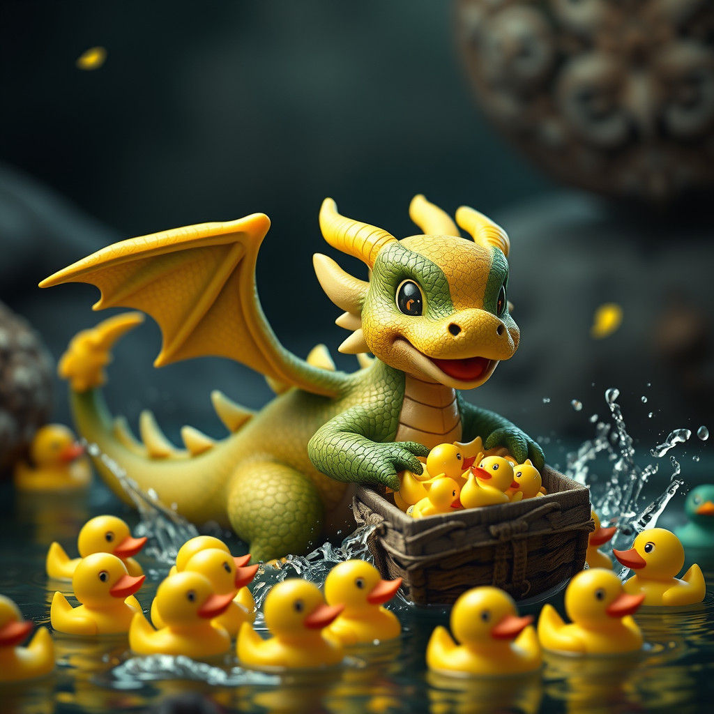 Dragon Guarding Rubber Duck Treasure