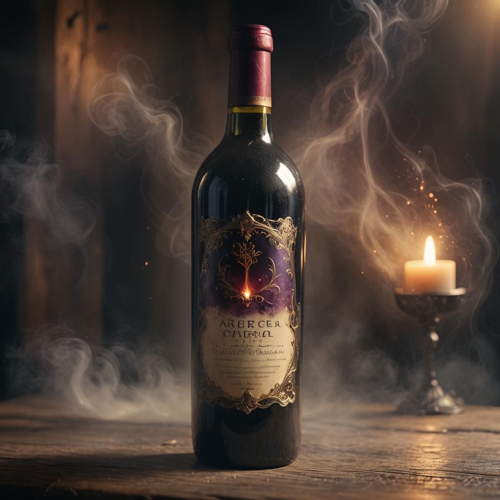 Mysterious Wine Bottle Emitting Eerie Aura