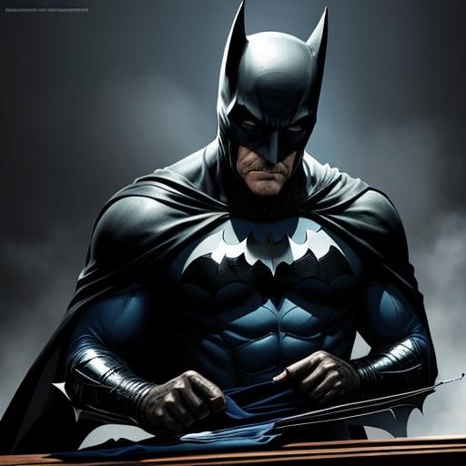 Terry Thomas as Batman's Butler Alfred ironing the batman su...