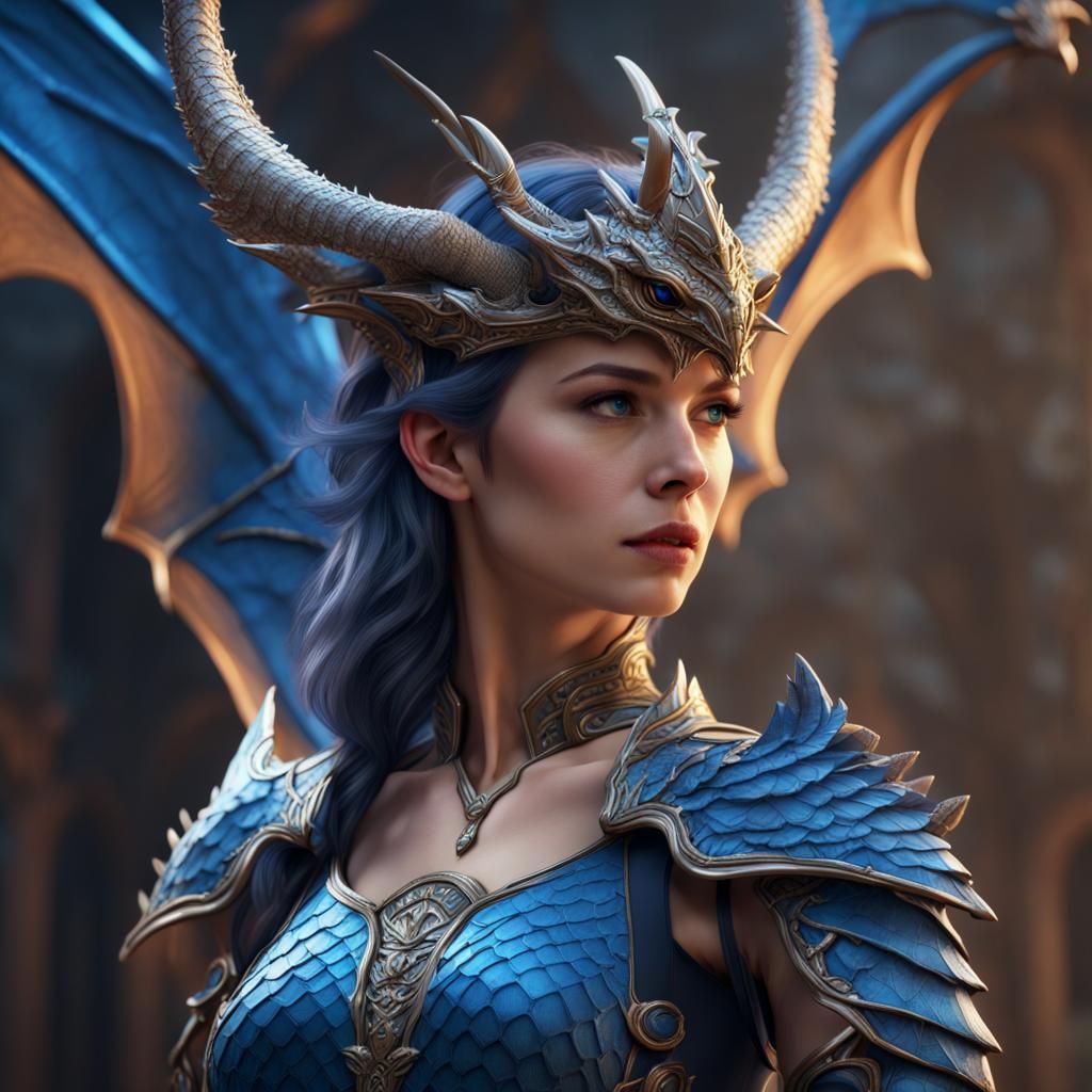 Fantasy Dragon Lady with Scepter in Digital Art