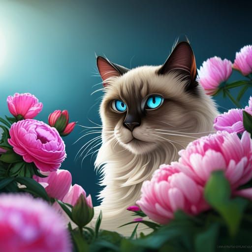 Long haired Siamese cat