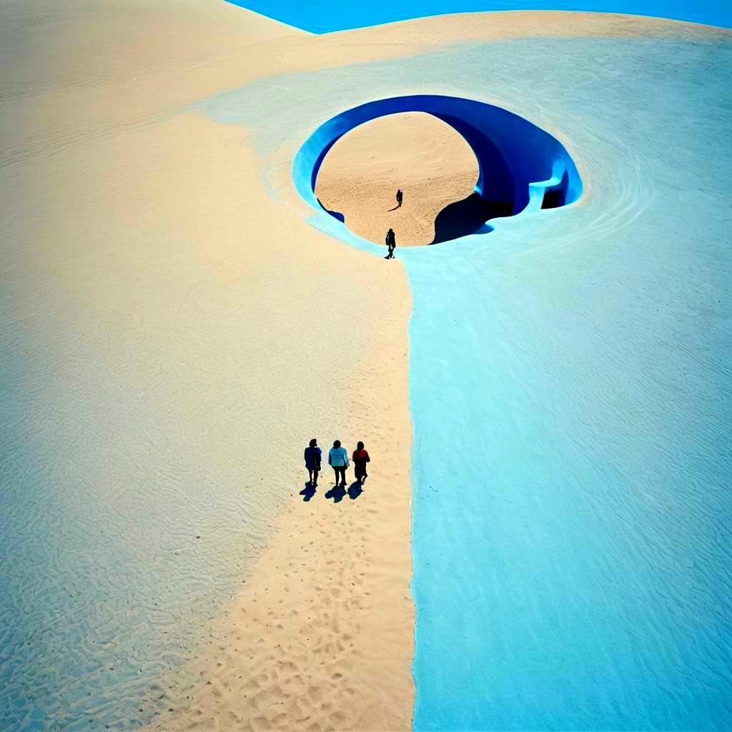 Modern Terrace with Blue Arch and Turquoise Pool