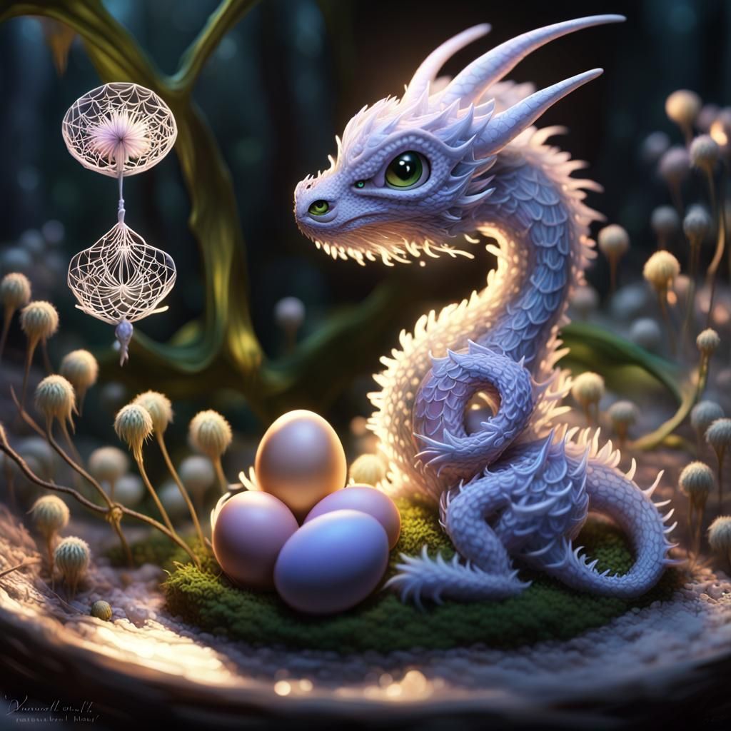 Intricate 3D Dragon with Rainbow Fractal Details