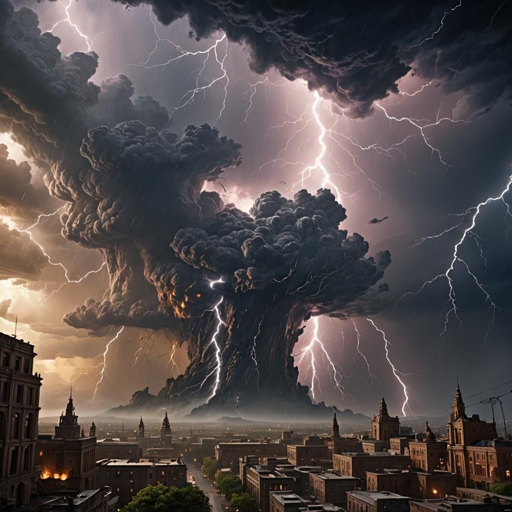 Surreal Stormscape in Maximalist Digital Art Style