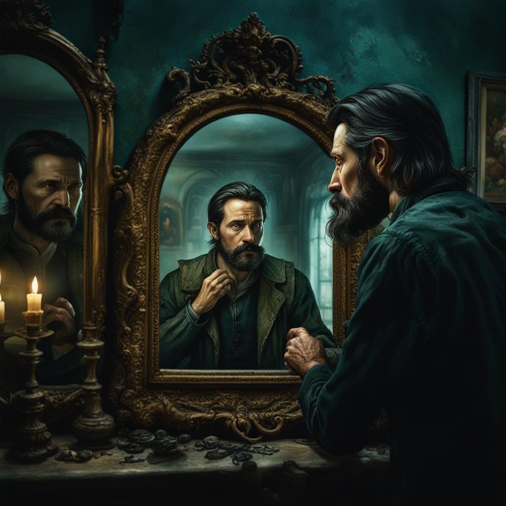 Man's Decaying Reflection: Detailed Matte Painting