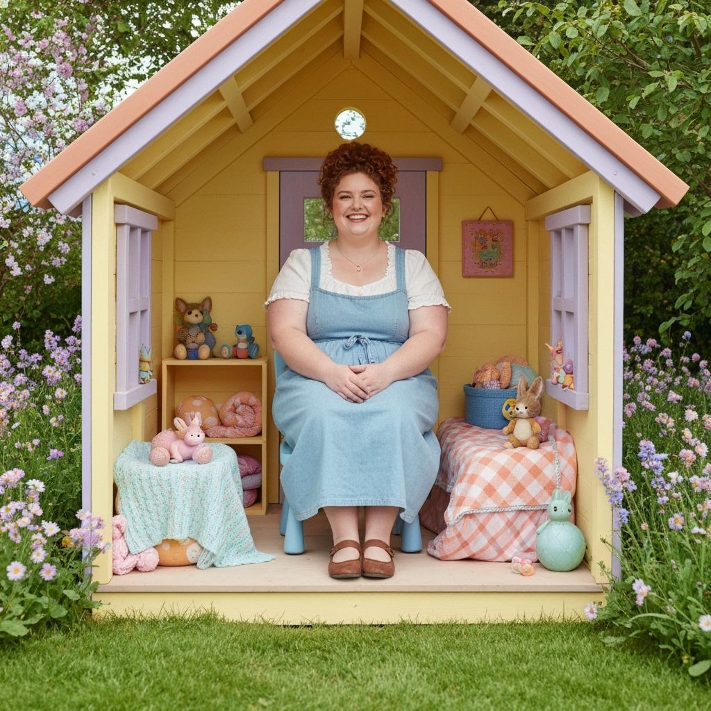 Woman in Playhouse, Folk Art Style