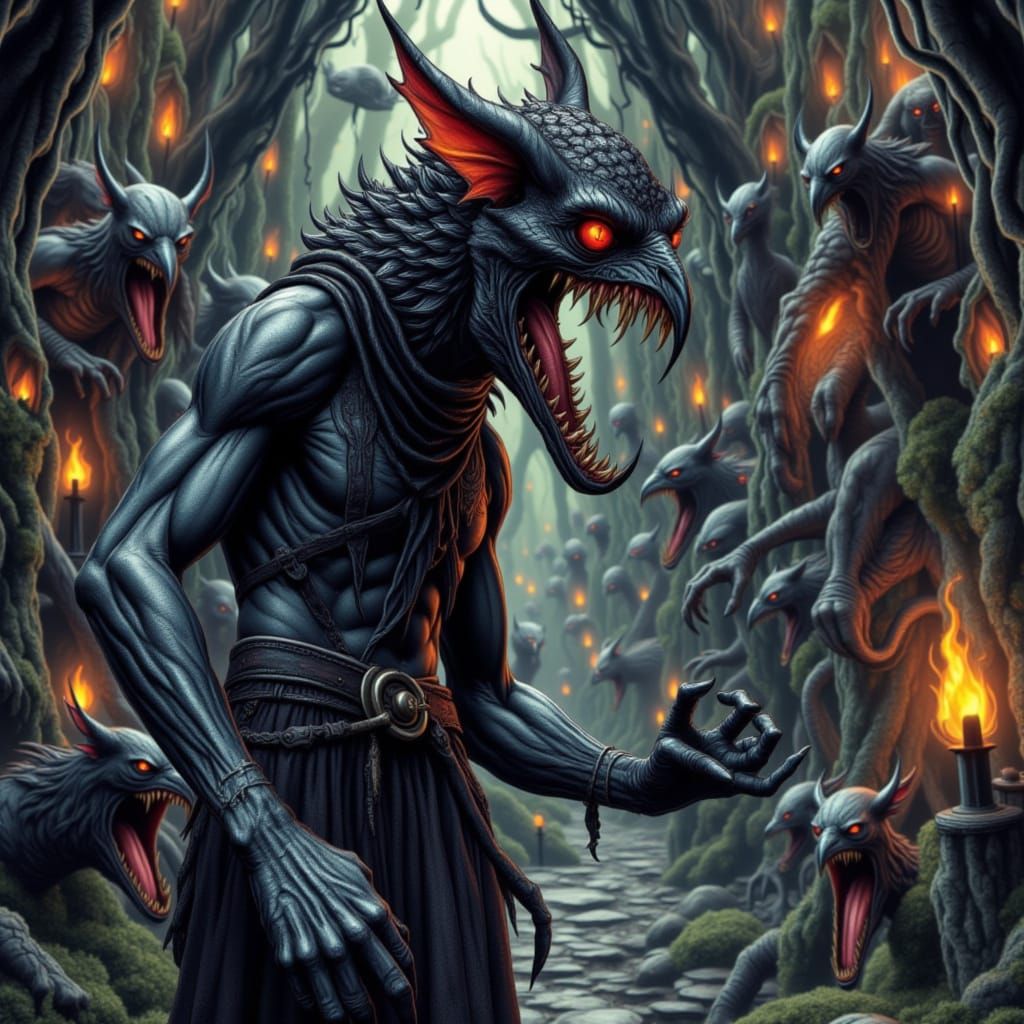 Gypsy Witch Summons Crow-Cat Creatures