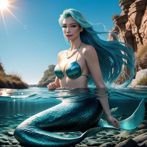 Mermaid in River with Realistic Face, 4K