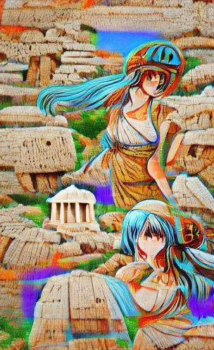 Ancient Greek Civilization in Anime Woodcut Style