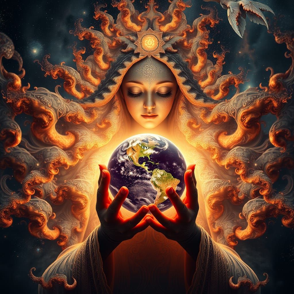 Fractal Goddess in Cosmic Halo