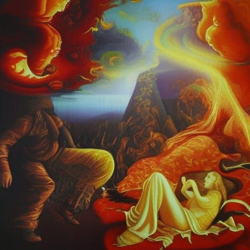 Radiant Renaissance Painting of Celestial Fire