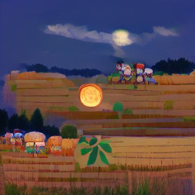 Glowing Harvest Moon in the Night Sky